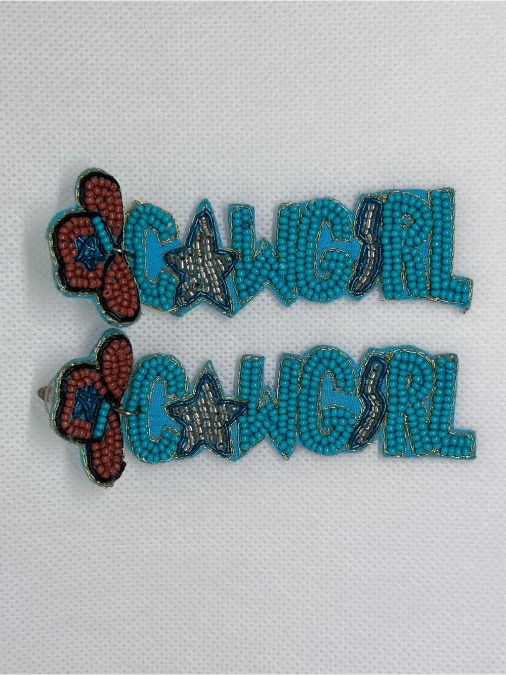 Turquoise Beaded Cowgirl Dangle Earrings